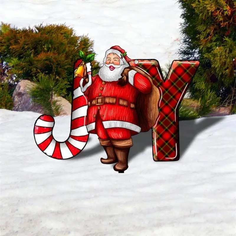 

83XC Santa Yard Signs with Stakes Christmas Yard Signs Art Winter Garden Decorations for Lawn Pathway Patio Outdoor