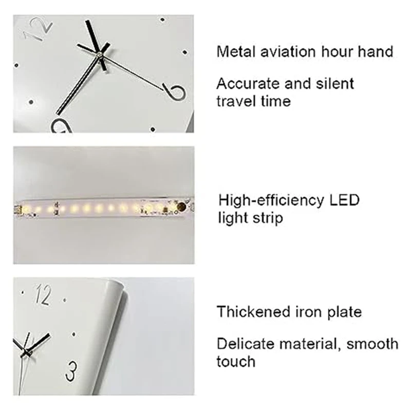 Double Sided Corner Wall Clock, LED Wall Clock For Living Room, Corner Silent Wall Clock