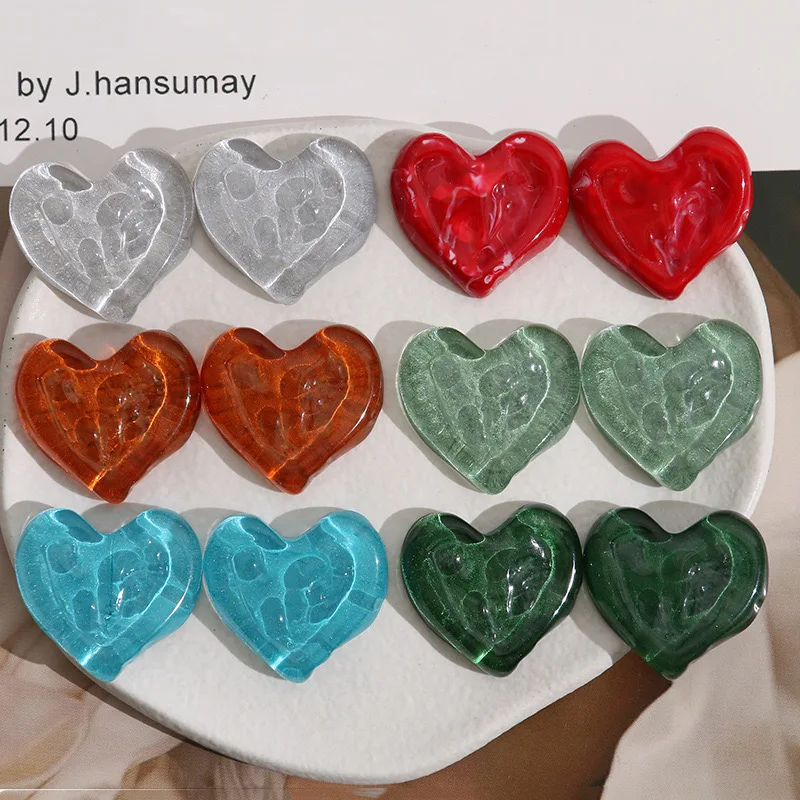 Wholesale 50pcs/lot color print water ripple cartoon hearts shape resin cabochon beads diy jewerly garment accessory