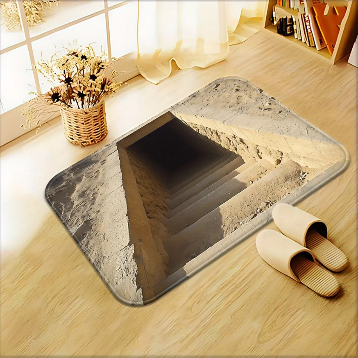 Shocking Deep Hole Pattern Flannel Doormat Non-slip Washable Floor Carpet Unique Decor for Entryway Kitchen Bathroom