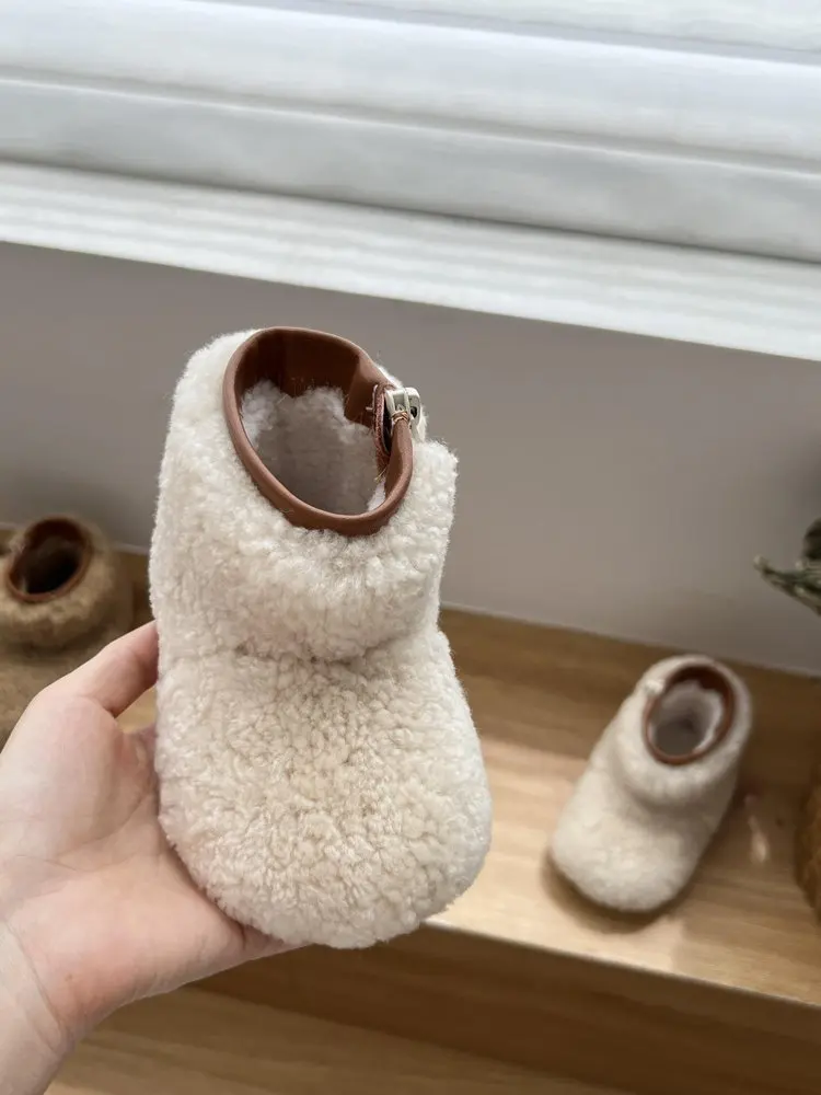 2026 Winter Neue Kinder-Knöchelstiefel Flauschig Warme Plüsch-Kurzstiefel für Jungen und Mädchen Runde Spitze Outdoor-Baumwollschuhe – Detail 6