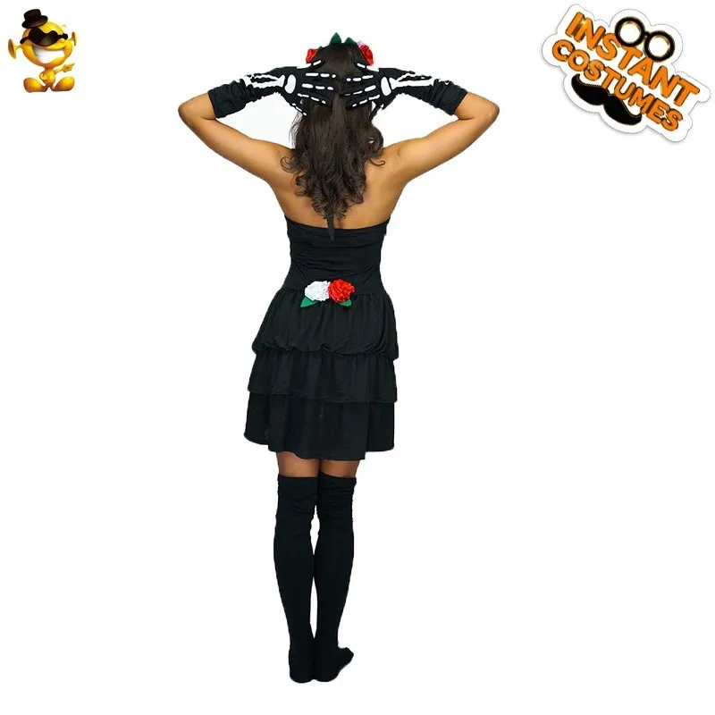 Loween Disfraz de esqueleto para mujer adulta eup Dance Par Role-plang Ropa de escenario Faion étnico para mujer Invierno
