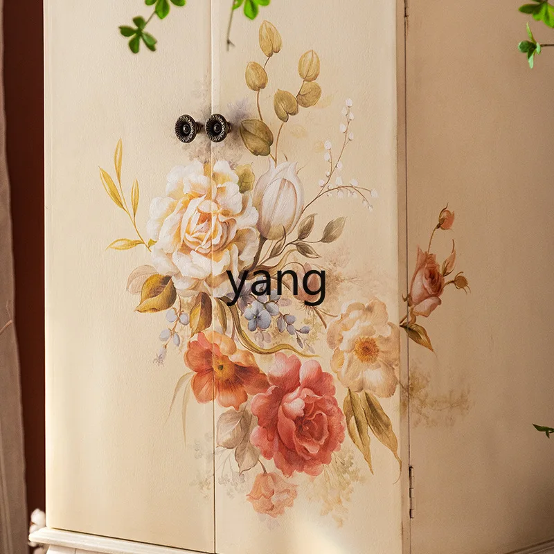 LMM American retro living room large capacity double door bucket cabinet homestay hand-painted locker