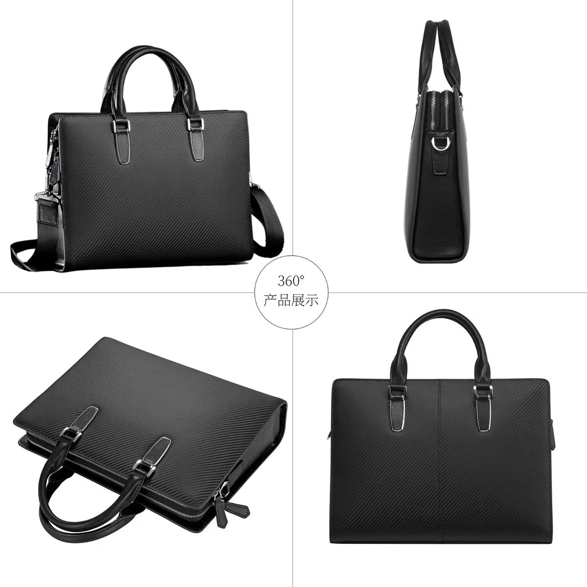 Imagem -03 - Maleta de Couro High-end Bolsa de Ombro dos Homens Homem 14 Laptop Bags Bolsa de Grande Capacidade Zip Duplo Bolsa de Advogado