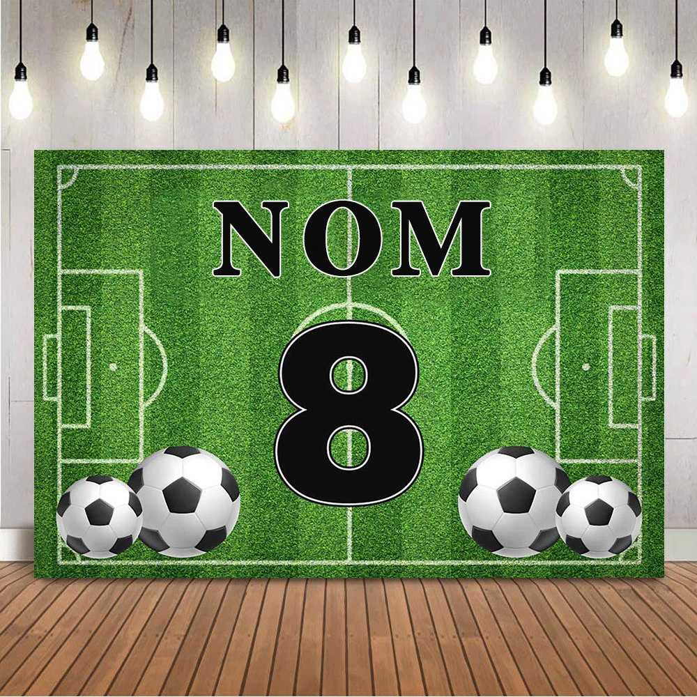 

Football Backdrop Decoration Boy Kid Portrait Birthday Soccer Field Sports Golden Trophy Poster Background Studio Photo Banner