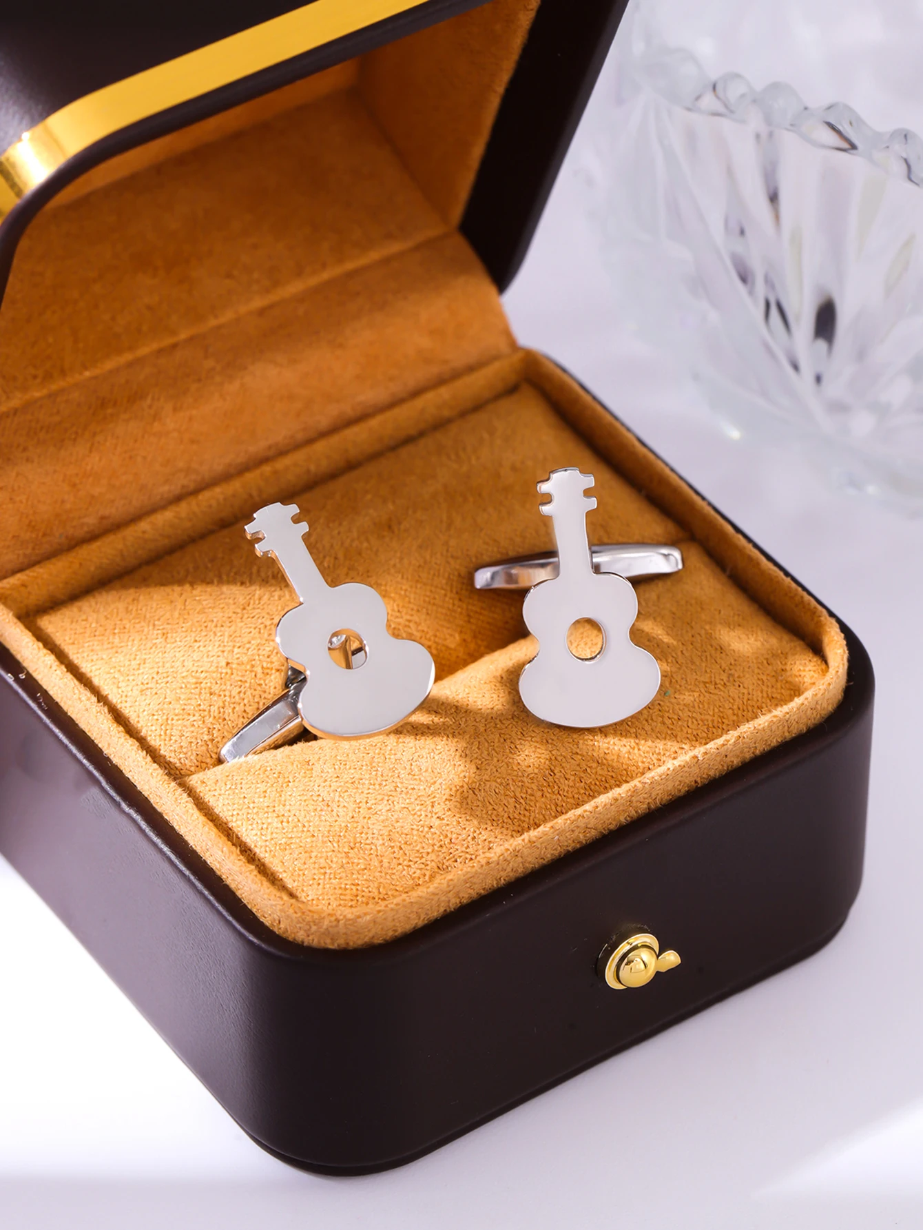 Men's Stainless Steel Guitar Cufflinks