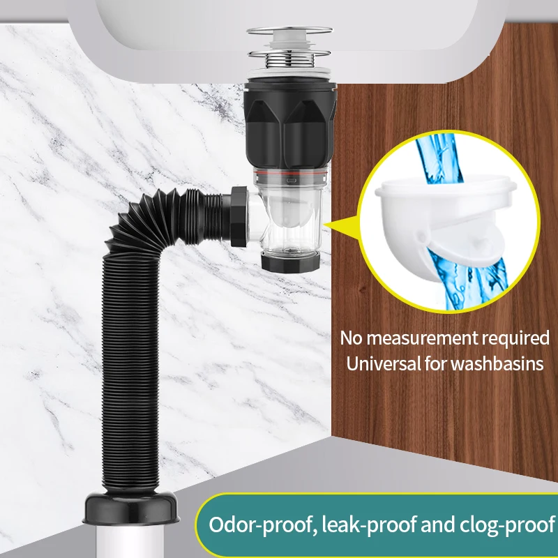 

1 комплект сливных труб для раковины в ванной, металлическая сливная труба P-образной формы, подходит для кухонных и ванных раковин, экономит место, установка без использования инструментов.