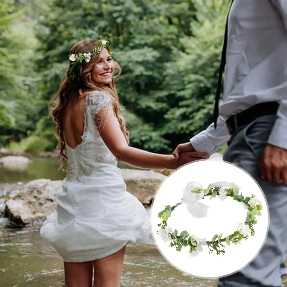 

Женский цветочный венок из эвкалиптовой сетки, регулируемый размер