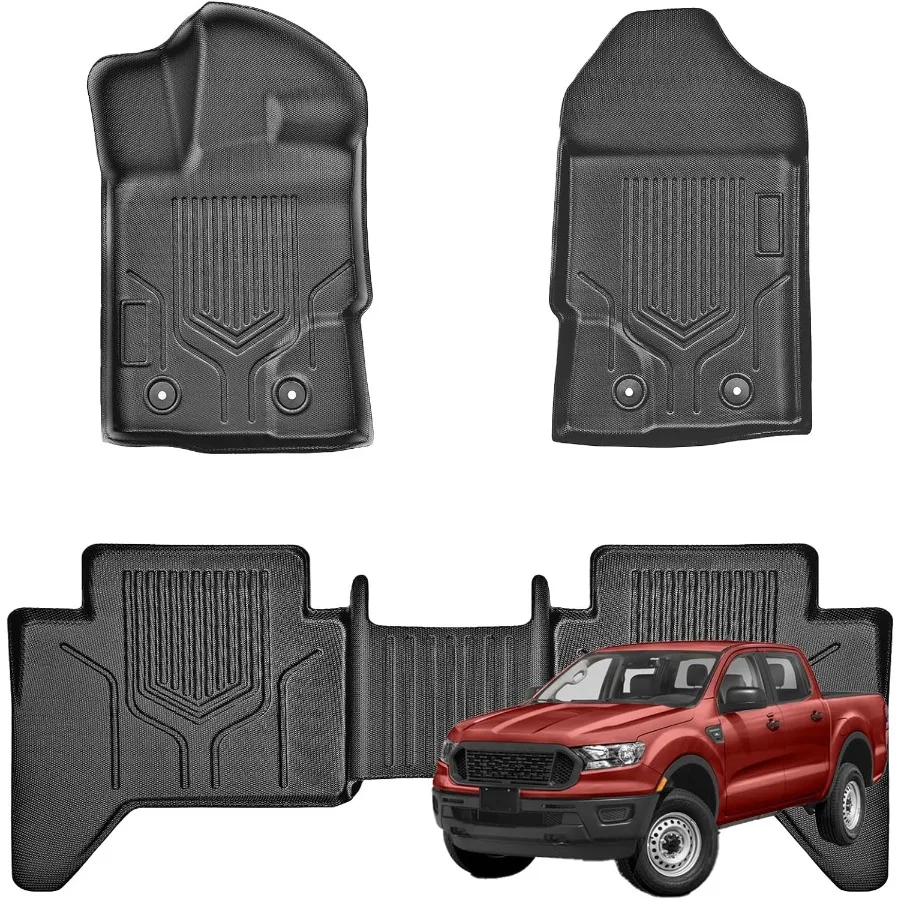 

Коврики для Ranger 20192023, всепогодный коврик из ТПЭ, 3 шт., черный, 1-й, 2-й ряд, полный комплект автомобильных аксессуаров для улучшенной защиты
