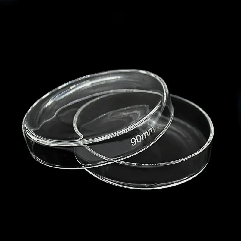 طبق بتري زجاجي للاستخدام المختبري، مادة بوروسيليليك مرتفعة 90 مم، طبق ثقافة شفاف سميك، أواني زجاجية مقاومة للحرارة، 10 EA #3