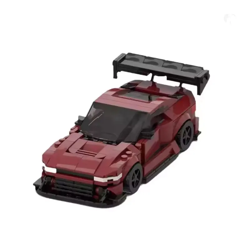 380-elementowy zestaw klocków, model fajnego wyścigówki, czerwona ozdoba samochodowa, prezent urodzinowy o tematyce samochodowej.