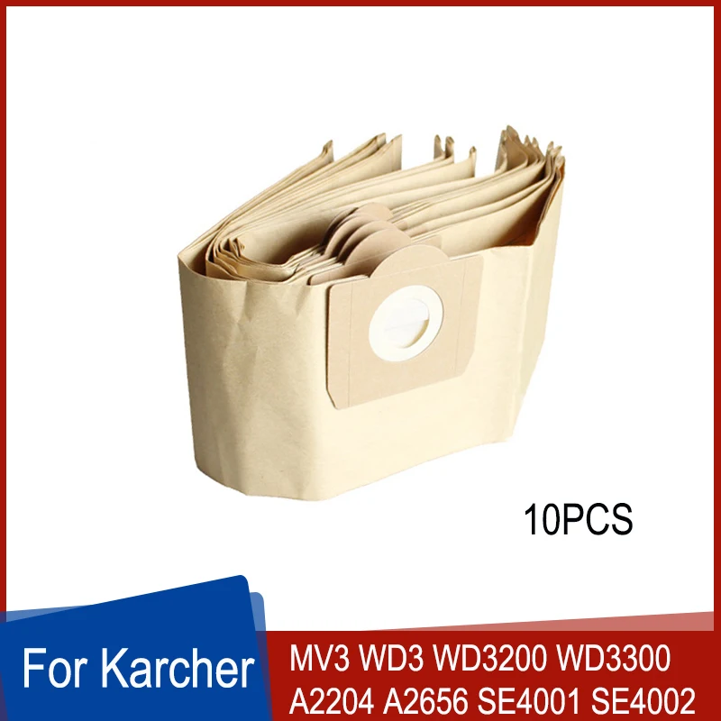 10 шт. мешки для пыли для Karcher MV3 WD3 WD3200 WD3300 WD3.500P A2204 A2656 SE4001 SE4002 бумажные мешки для пылесоса для сбора пыли