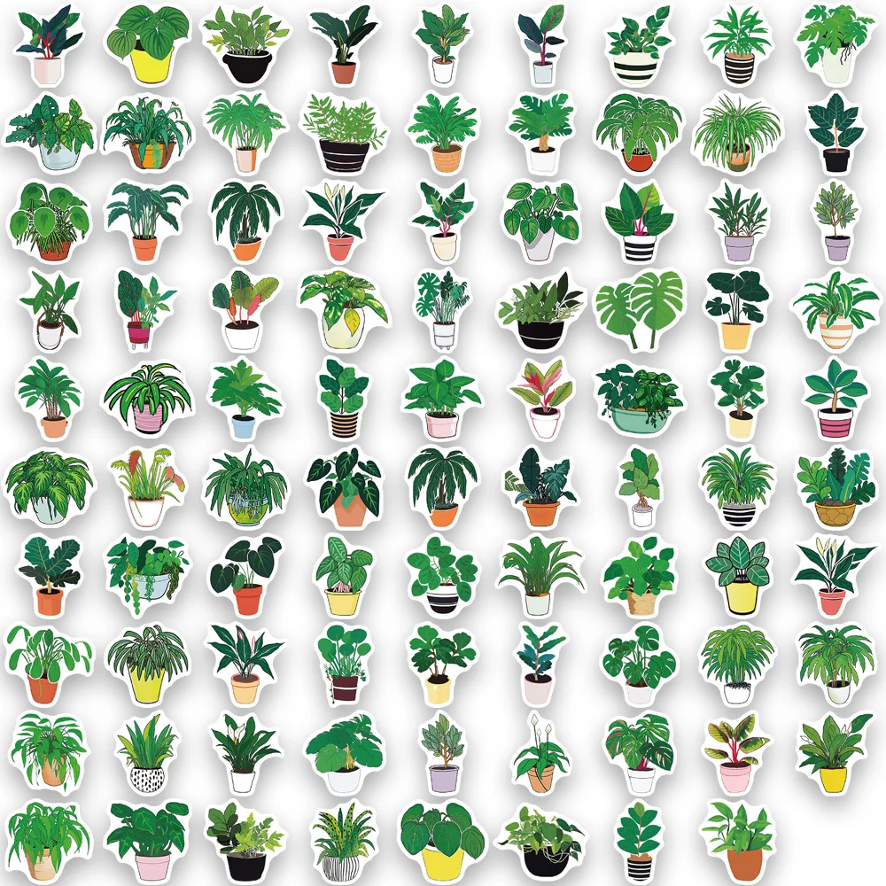 89pcs Cute Plants Green Aesthetic Stickers Kids Toy DIY Decoration For Fridge Notebook Bike Phone Suitcase Cartoon Sticker