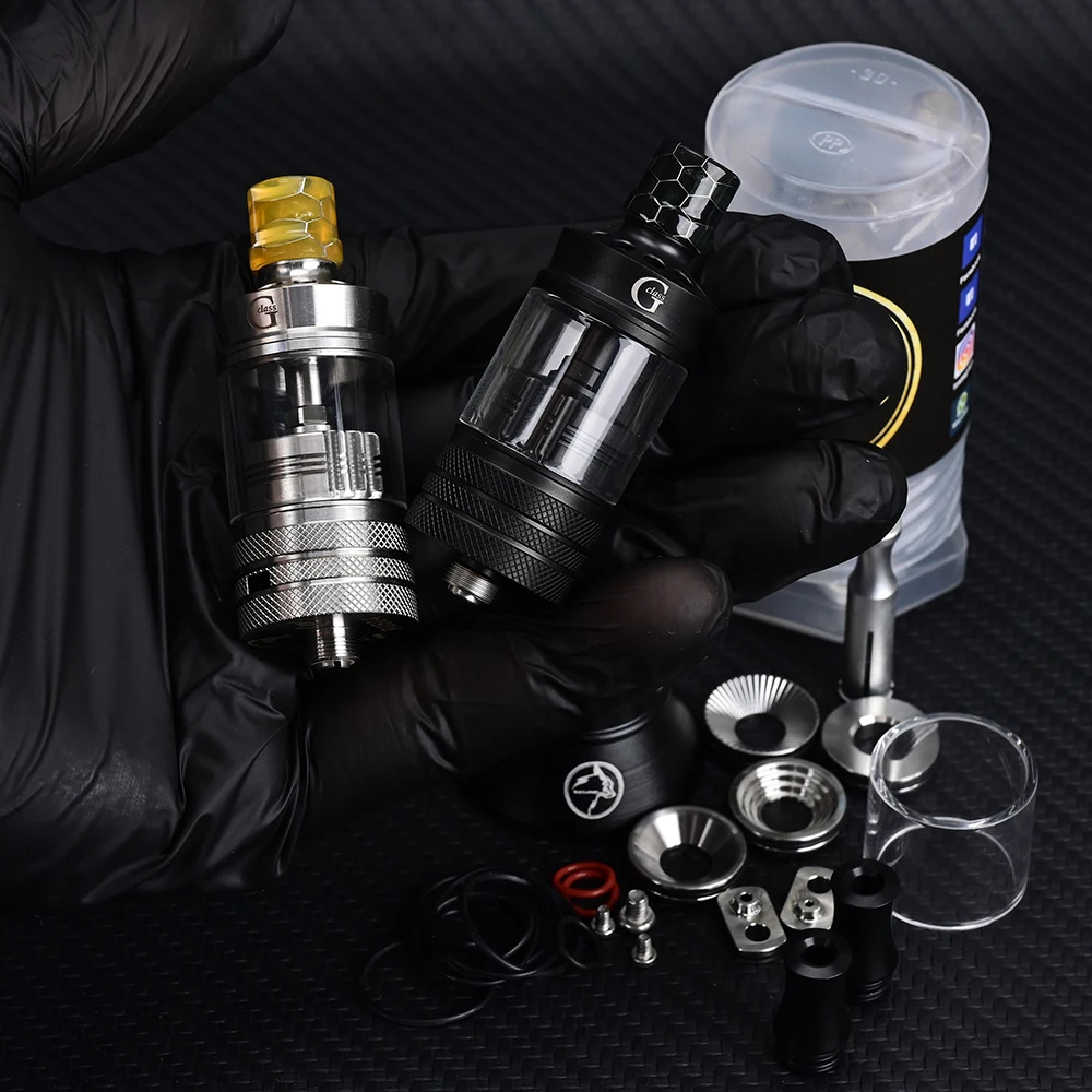 Wolfcoolvape MTL RTA G-Class Style 22 مم رذاذ 3.5 مل خزان Vape مع 3 دبابيس هوائية 1.0 مم 1.2 مم 1.5 مم لتعديل الفم إلى الرئة