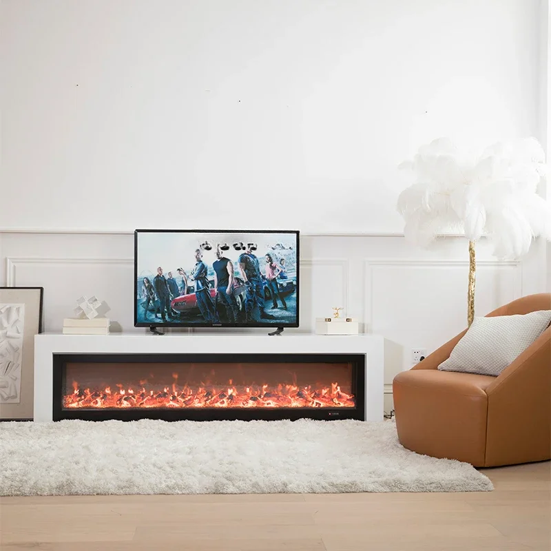Fireplace TV Cabinet Nordic Minimalism Customized Curio Cabinet Simple Designer Furniture Villa 2 M Simulation Flame Heating