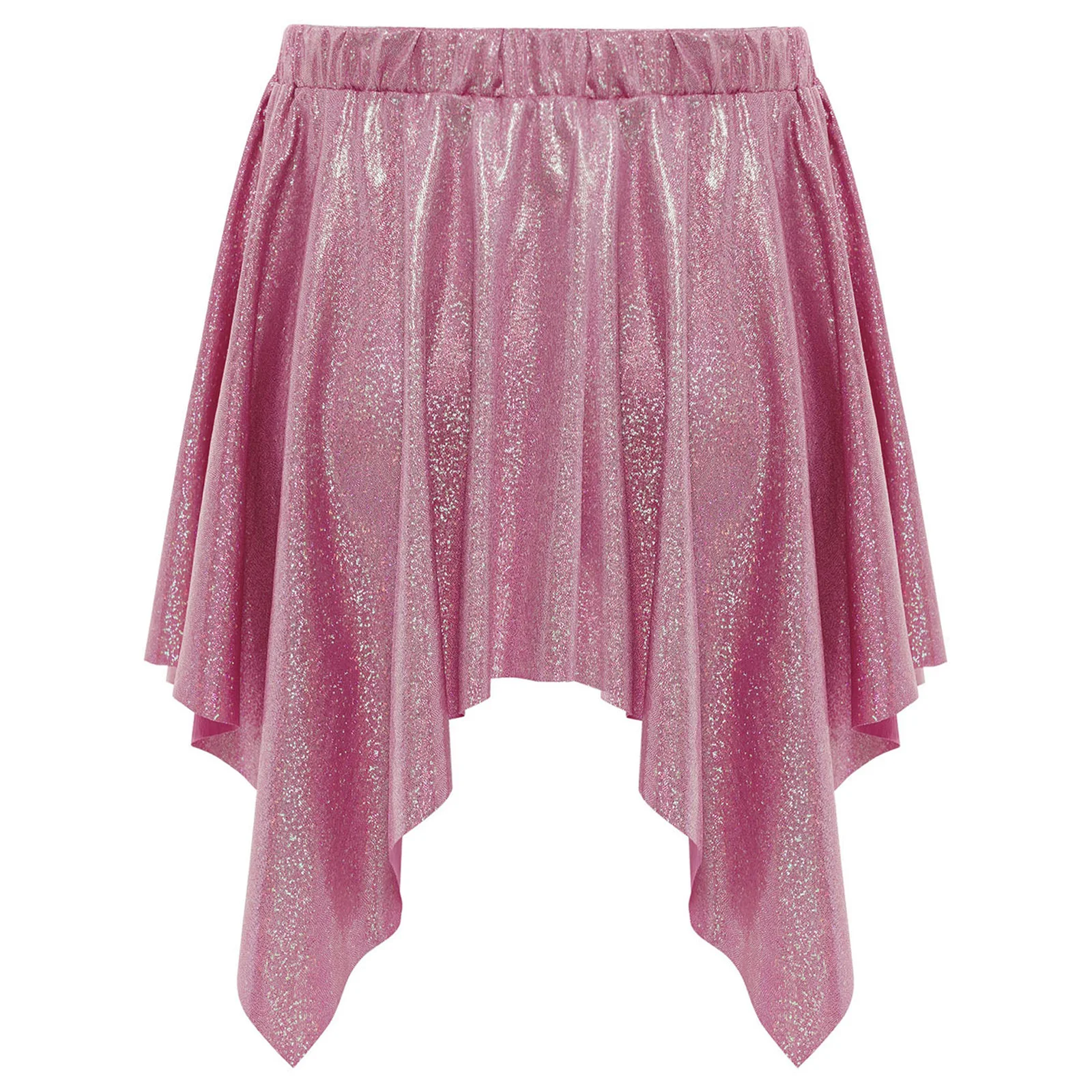 Kids Girls Jazz Dance Skirt Fashion Metallic Mini Dots Irregular Ruffled Skirts for Cheerleading Ballet Dance Performance Party