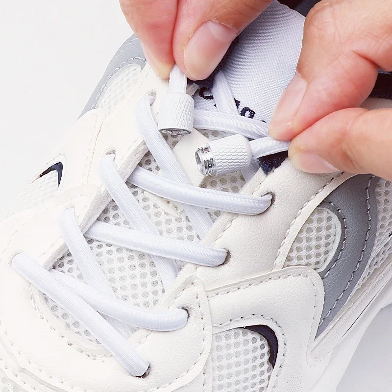 1Pair Bold Round Elastic Shoelaces Sneakers colorful Capsule Buckle No Tie Shoe laces Unisex Kids Adult lazy Shoe Accessories