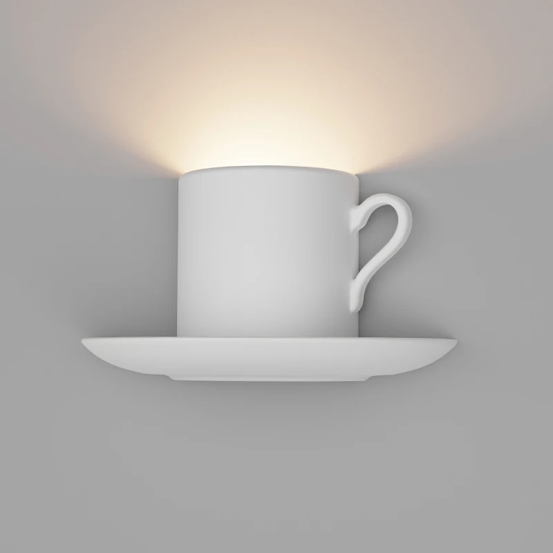 Modern Simple Teacup Wall Lamp G9 White Plaster Wall sconce Light for Bedroom Bedside Living Room Indoor Decor Stair Lighting view 3