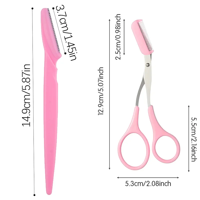 Yunduogirl 5/10/20Pcs Eyebrow Trimmer Set Women Face Hair Remover Brow Scissors Comb Safe Blade Scraper Shaver Makeup Tool