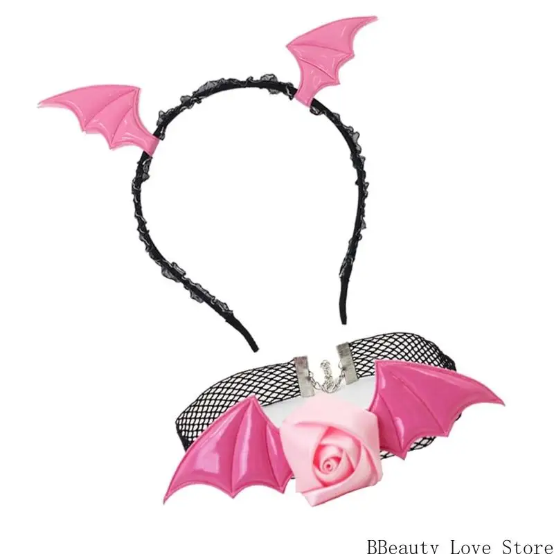 أزياء هالوين الشيطان مجموعة الشياطين ملحقات الأزياء الشيطان الخفافيش قلادة الرأس