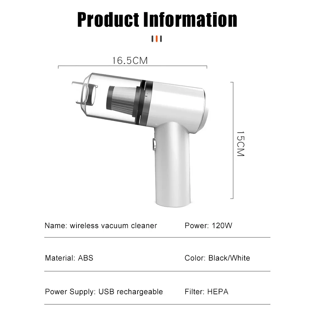 6000PA 120W aspirapolvere portatile senza fili per auto Mini aspirapolvere portatile ricaricabile filtro lavabile per auto Home Office