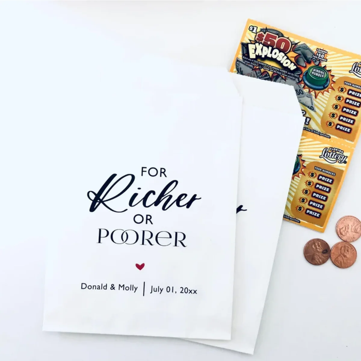 Wedding Guest Scratch Off Lottery Ticket Party Favors, Bags For Richer or Poorer Lottery Ticket Favor Ideas