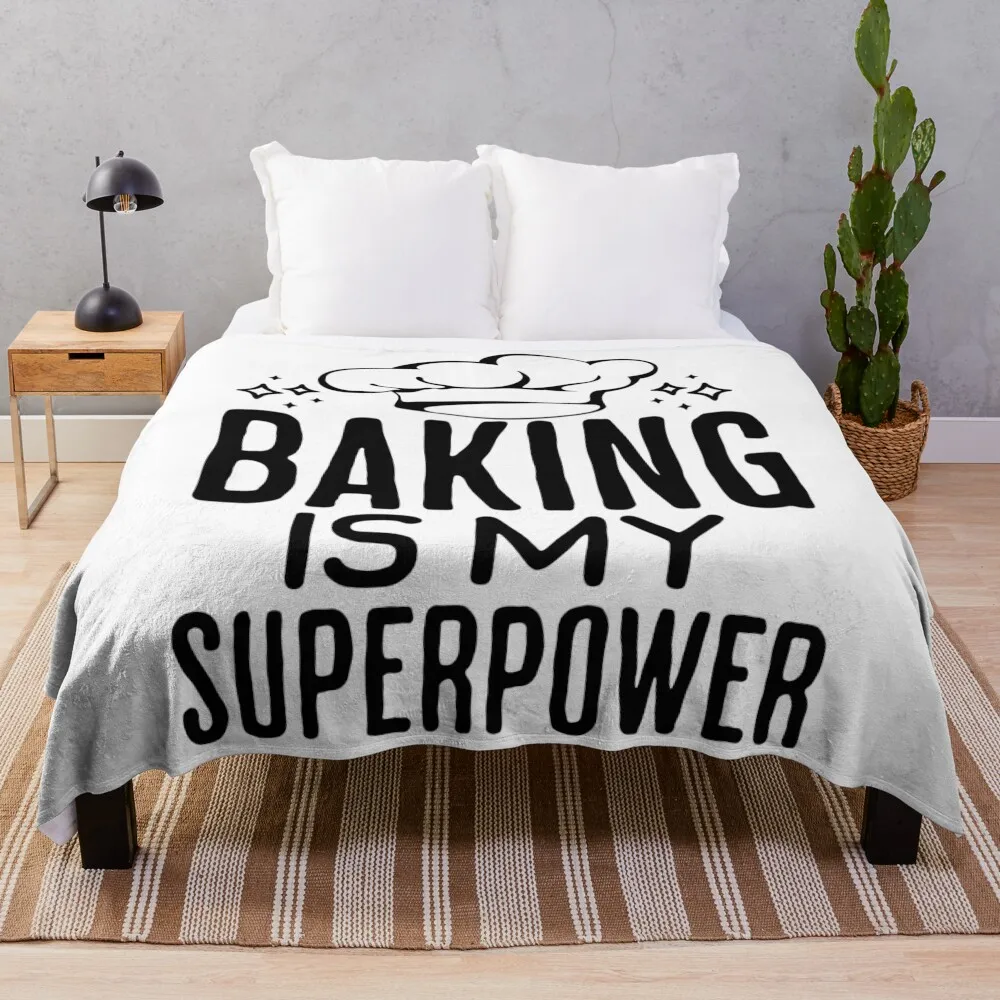 Baking Is My Superpower Kitchen-Themed Throw Blanket Bed linens Thins Blankets