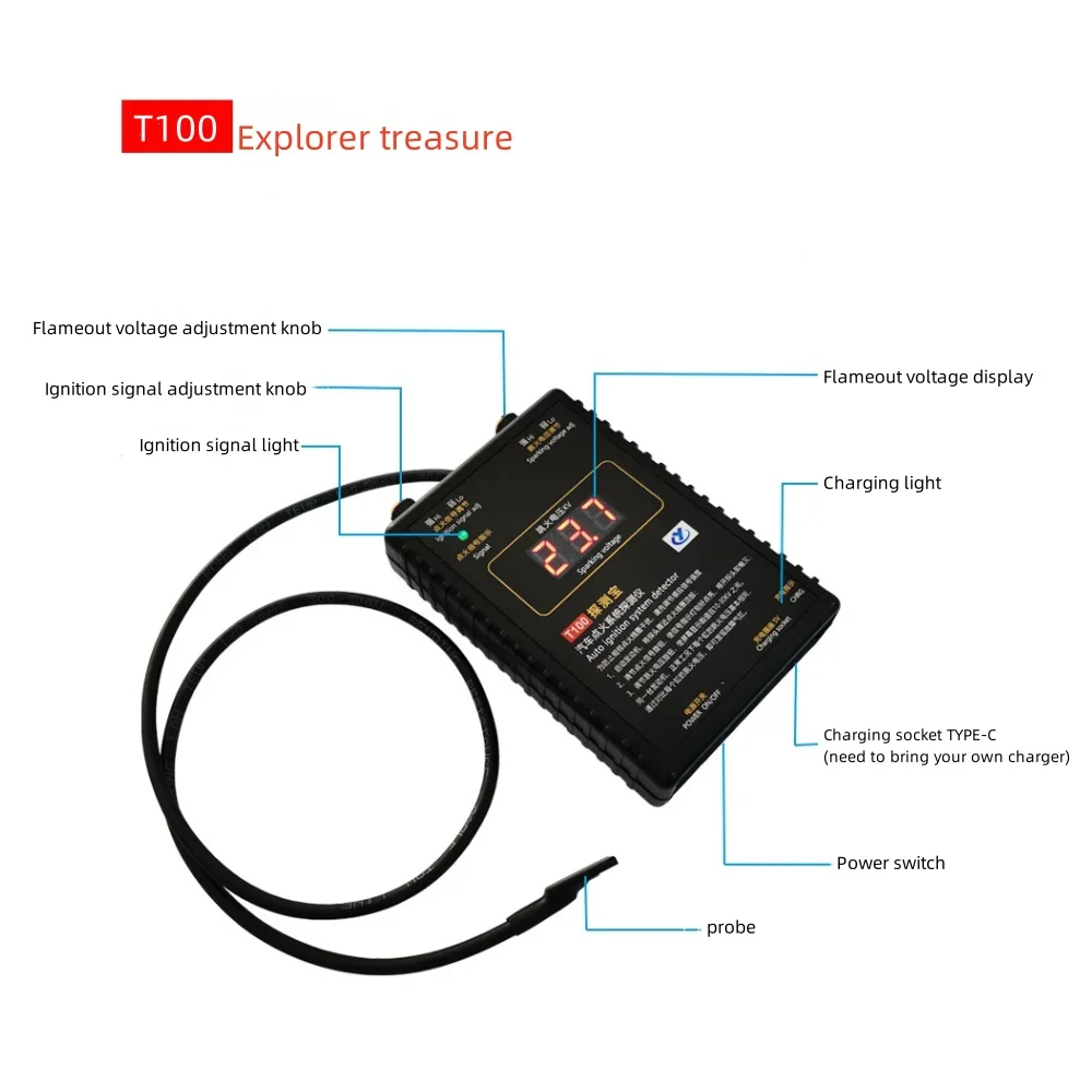 Four-Stroke Engine Eetector T100 Ignition Detection Detection Ignition Signal Flameout Voltage Gasoline EngineNatural Engine