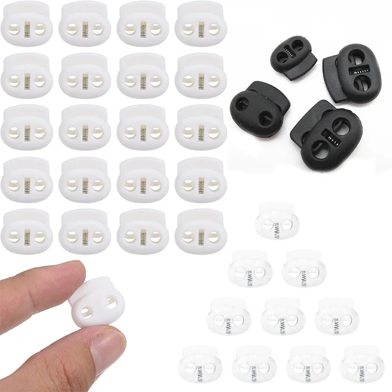 1000pcs Plastic Double Hole Plastic Stopper Cord Locks for Drawstring Elastic Lanyard Elastic Lock Bag Accessories Spring Button