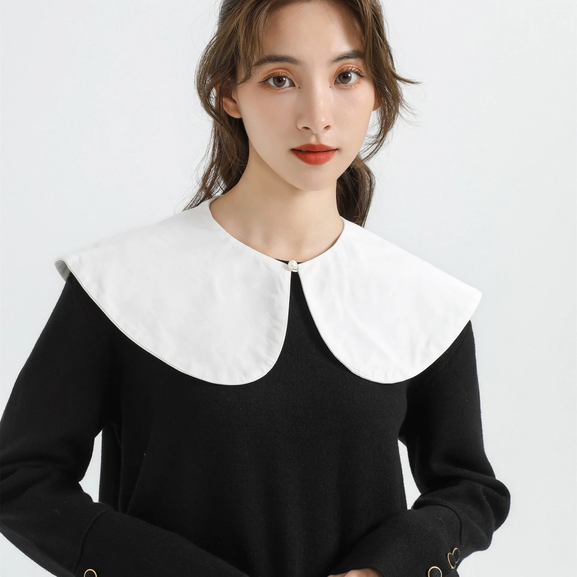 White Shoulder Wraps Shawl Fake Collar Blouse Sweater Shirt Detachable Collar Shirt False Collar Lapel Neckwear Clothing Decor