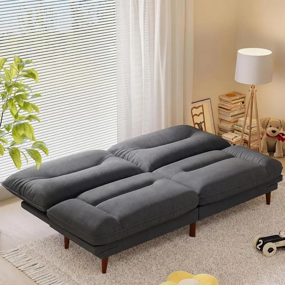 65'' uton Soa Bed, ern Convertible Loveseat uton Couch | Sleeper Soa with Adjustable Backrest & Armrests, Recliner Lounge with W - view 3