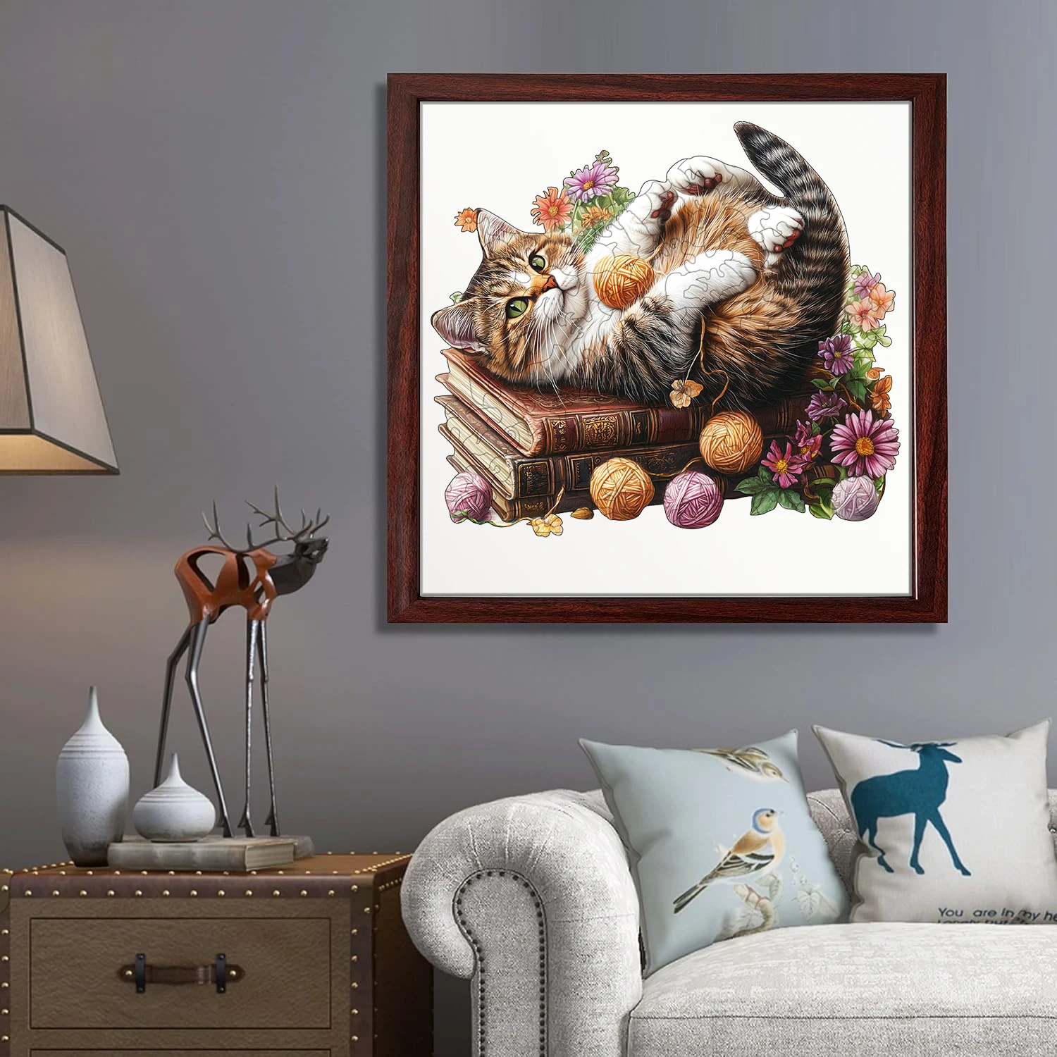 축제 선물 특집: 달빛 고양이 나무 직소 퍼즐 - 3D 불규칙한 모양의 현대적인 가정 장식 예술, 도전적인 두뇌 게임