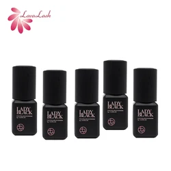 5 botellas de pegamento negro para extensiones de pestañas de 5ml, adhesivo Extra fuerte de secado rápido coreano que dura más de 6 semanas