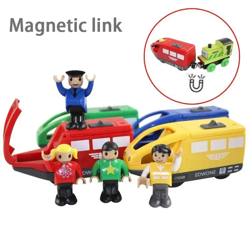 Magnetic Electric Train  with Little Doll Diecast Slot Toy Railway Wood Track Compatible Locomotive Electric Rail Train for Kid