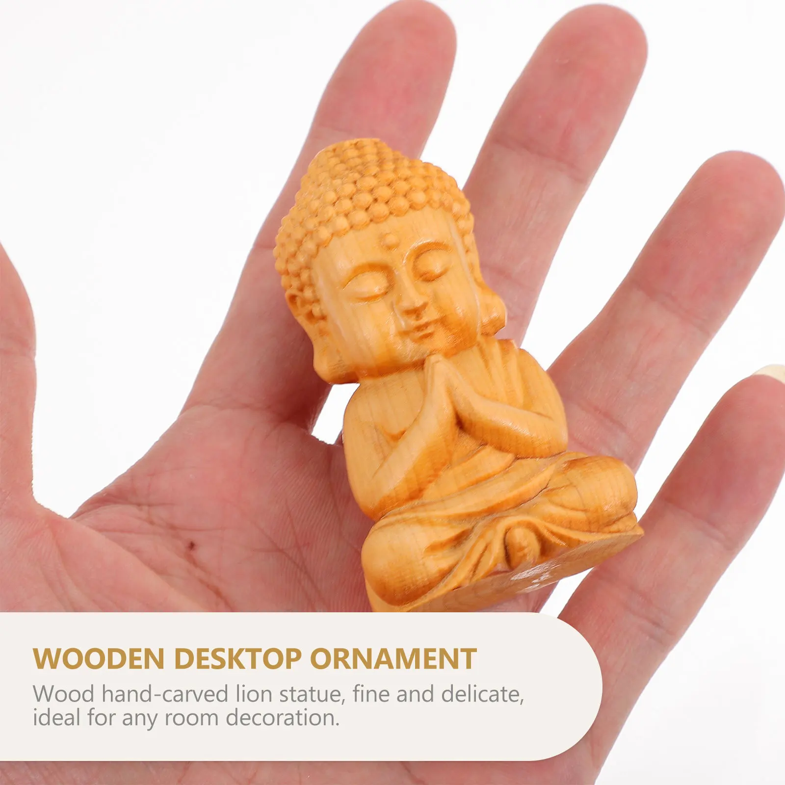 

1Pcs Wood Buddha Statue Wooden Sitting Buddha Premium Sculpture Home Office Temple Meditation Decoration Feng Shui Ornament