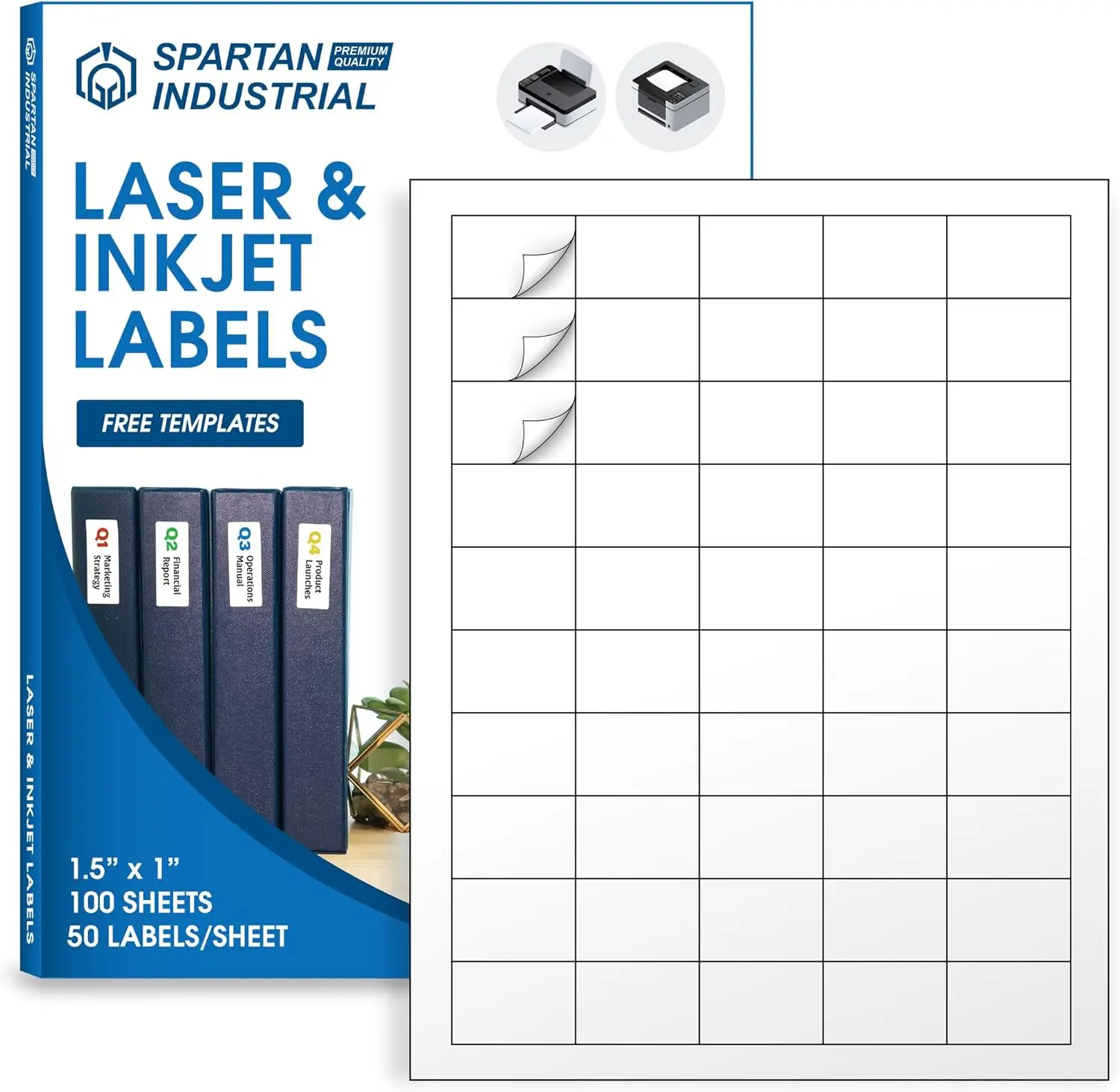 

Printable and Inkjet Labels -1 1/2" X 1" White Small Label Stickers -100 Sheets, 5000 Total Labels for UPC and EAN Barc Paper
