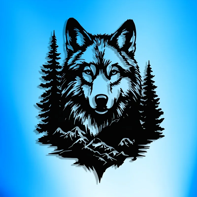 Modern Forest Wolf Metal Wall Art Living Room Decor - view 4