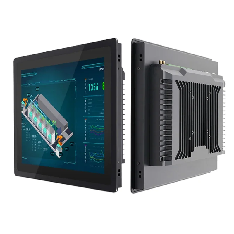 Computadora industrial de 10 "y 15 pulgadas, tableta pc de 12", PC todo en uno con pantalla táctil capacitiva integrada, refrigeración sin ventilador completamente cerrada