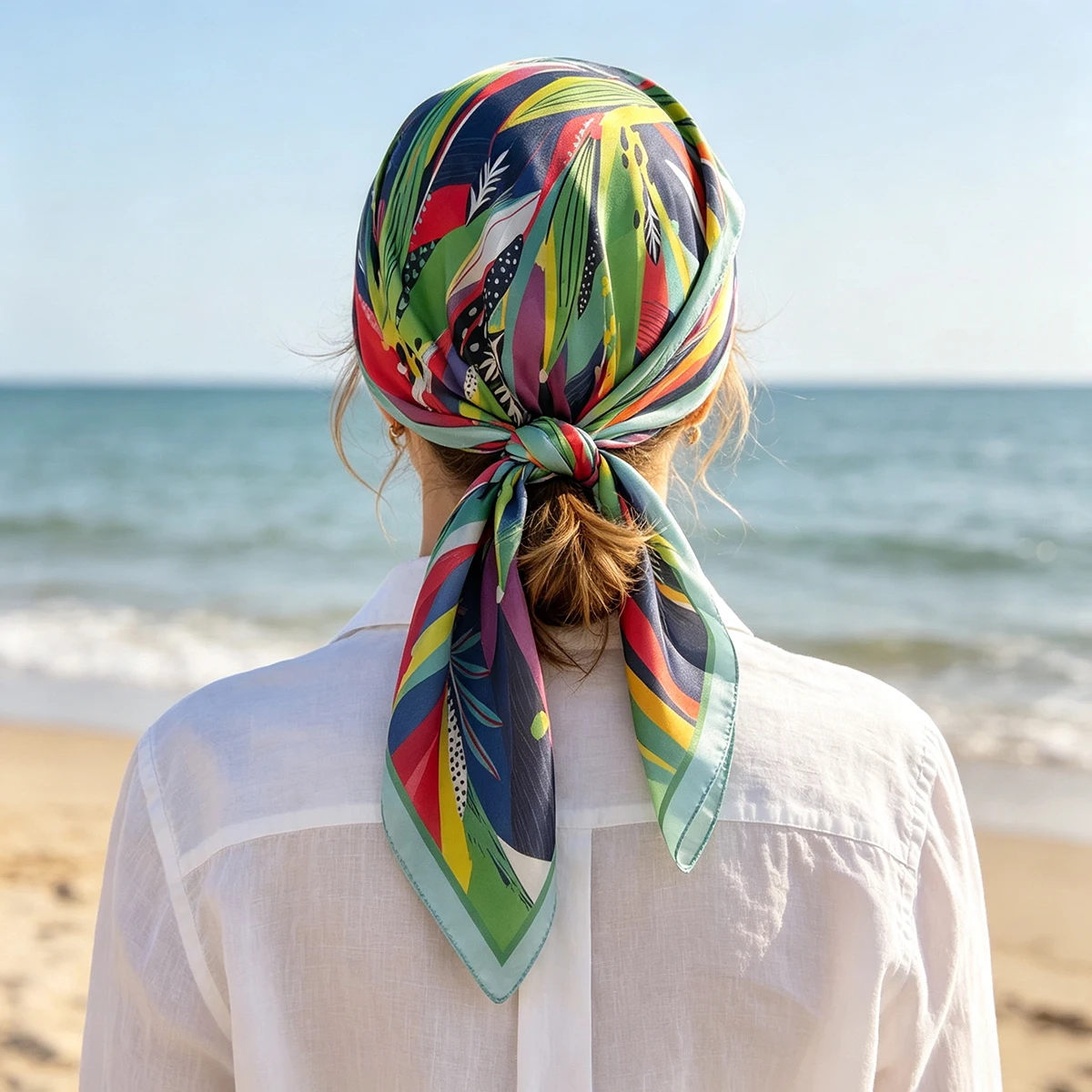 Elegant Luxury Printed Square Scarf Soft Satin Imitation Silk Women's Bandana Hijab Neckerchief Shawl Wrap Fashion Accessory
