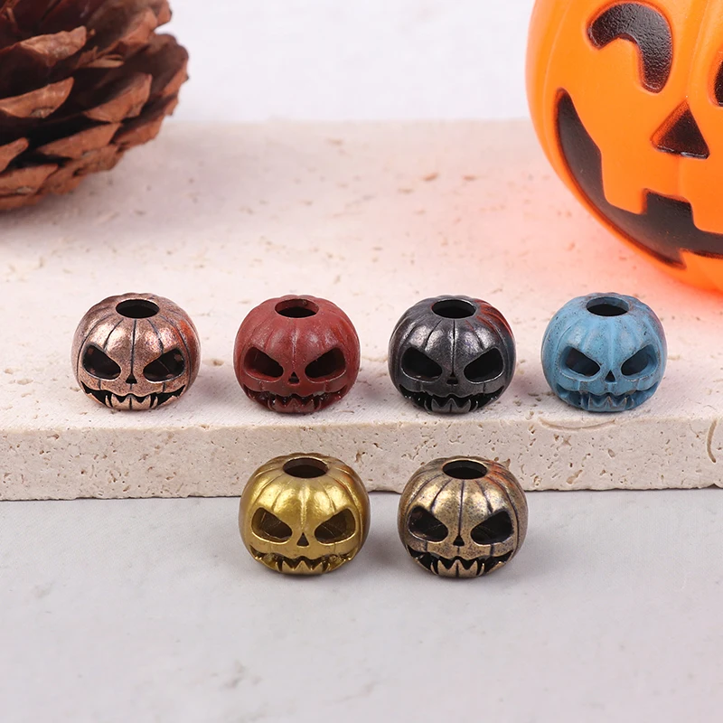 Halloween Pumpkin Skull Face Lantern EDC Brass Knife Beads Umbrella Rope DIY Woven Lanyard Pendants Outdoor Tool Hangings image 3