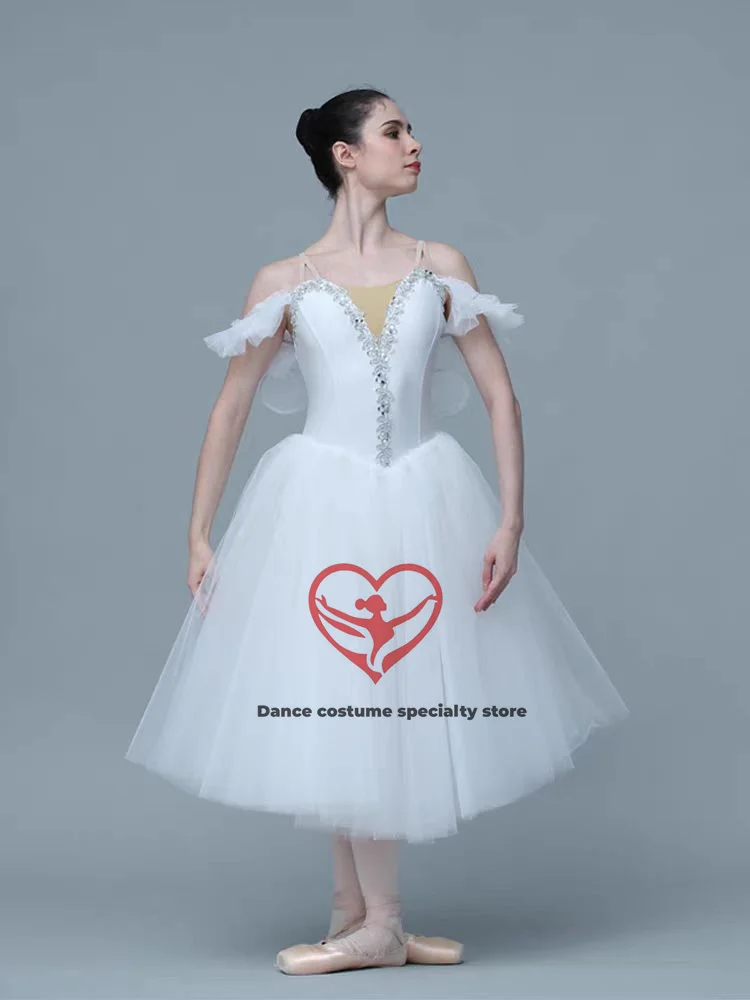 

Ballet children's professional competition performance dress sky blue fluffy skirt adult long gauze dress ballet woman costume