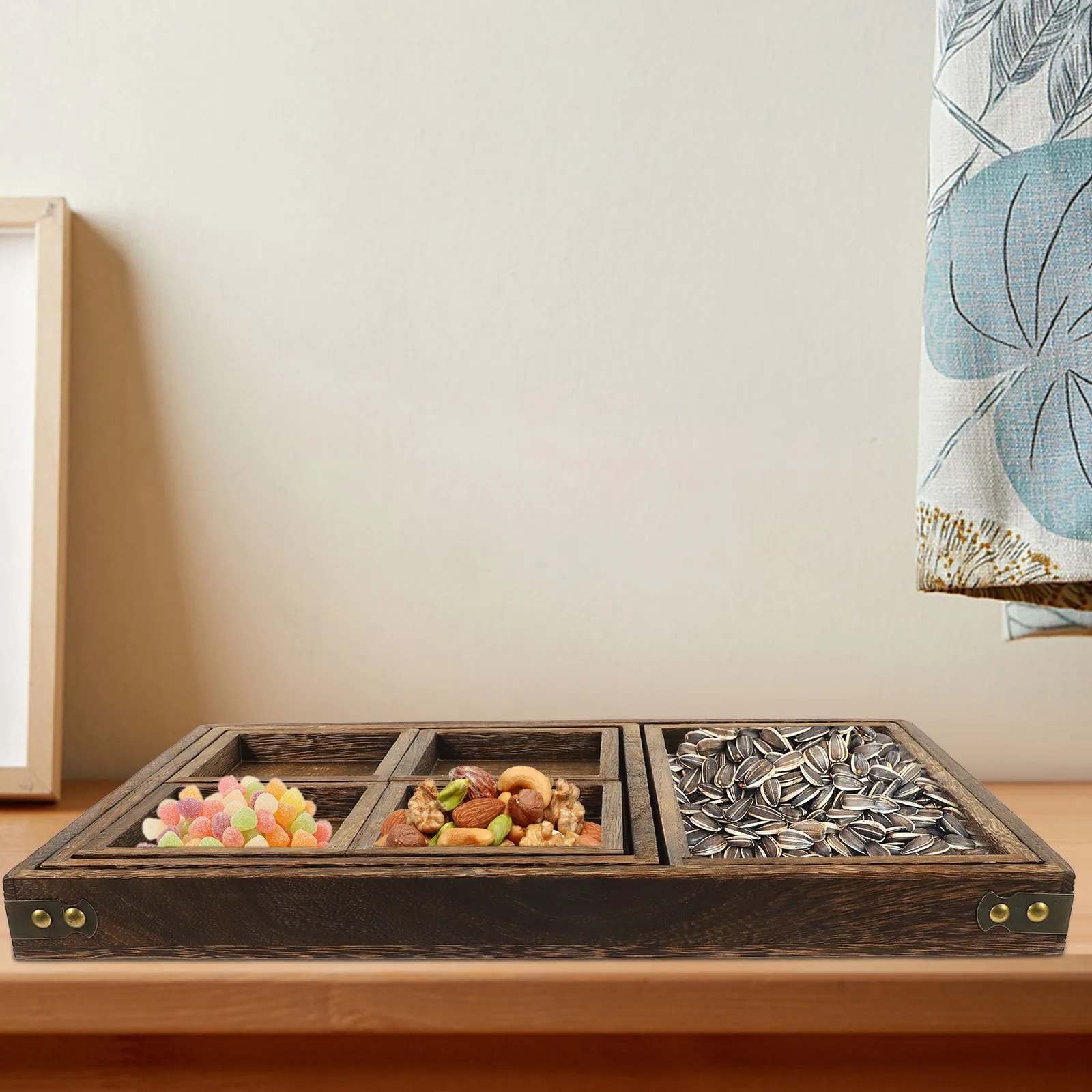 

1 Set Of Vintage Wooden Serving Tray For Breakfast Coffee Snacks Fruit Bread Dessert Picnic Kitchen Restaurant Use Wood Storage