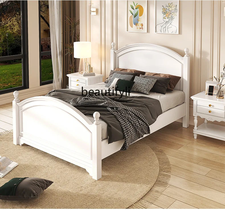 Nordic simple oak single bed European light luxury, can be customized solid wood
