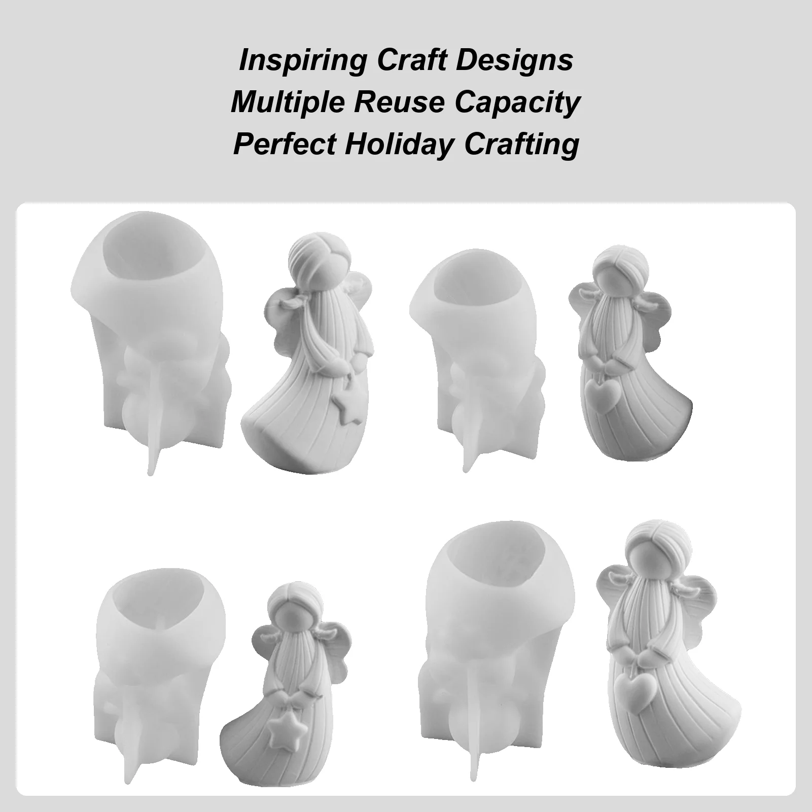 

4 Pieces 3D Angel Silicone Mold 3D Angel Epoxy Casting Handcraft Moulds For Christmas Wedding Party Home Decoration