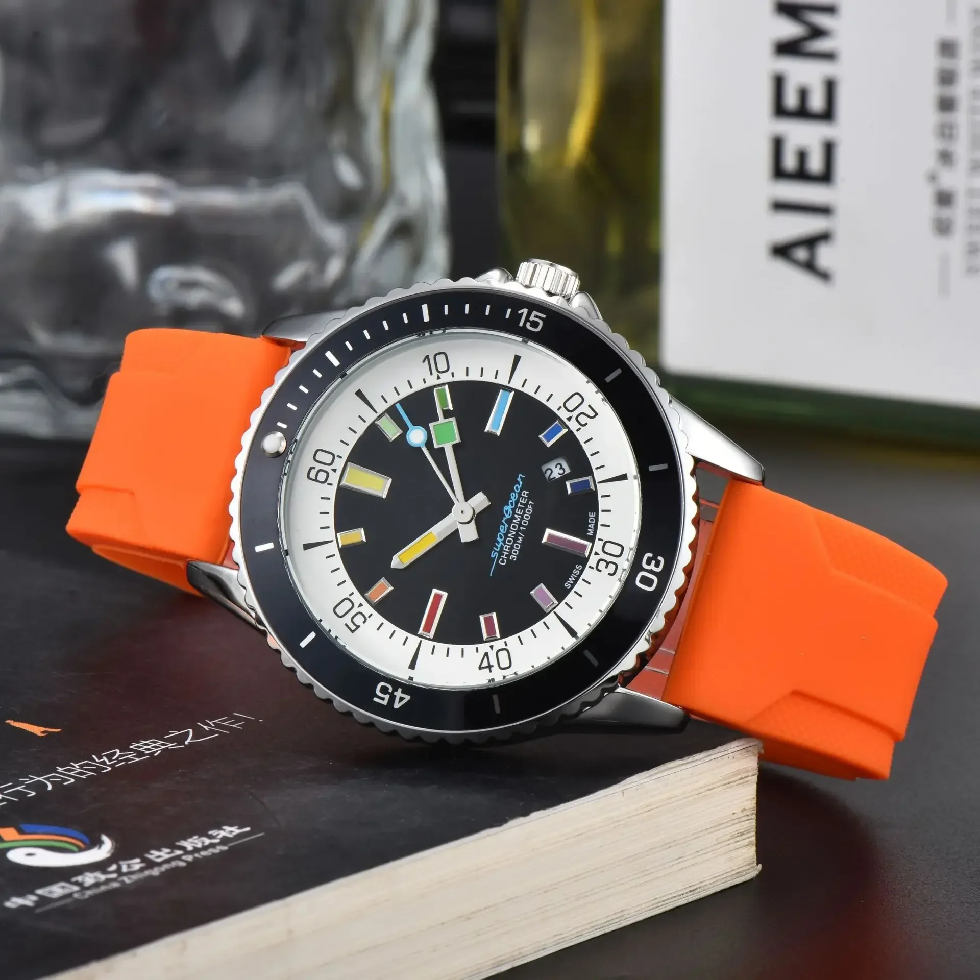 2024 novo relógio automático masculino de luxo, movimento japonês nh36, cristal de safira, aço inoxidável 42mm, 200m à prova d'água