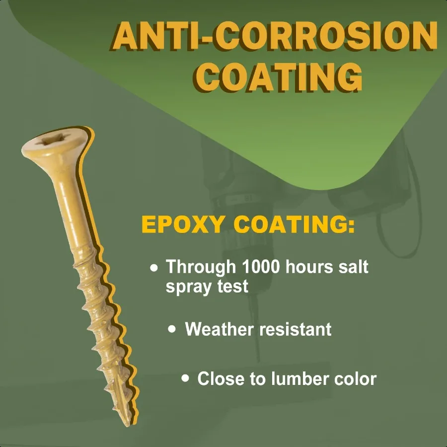 Deckschrauben, 15,2–20,3 cm, Holzschrauben, 20,3 x 15, 8, 800 Stück, rostbeständig, für den Außenbereich, epoxidbeschichtete Decking-Schrauben für den Außenbereich, Torx-Sternantrieb