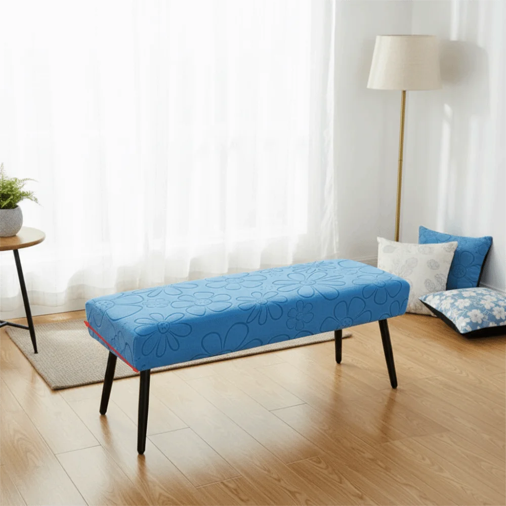 Polyester Elastic Bench Cover Flower Pattern Washable Dining Bench Slipcover Stretch Removable Bench Seat Cover Dining Room