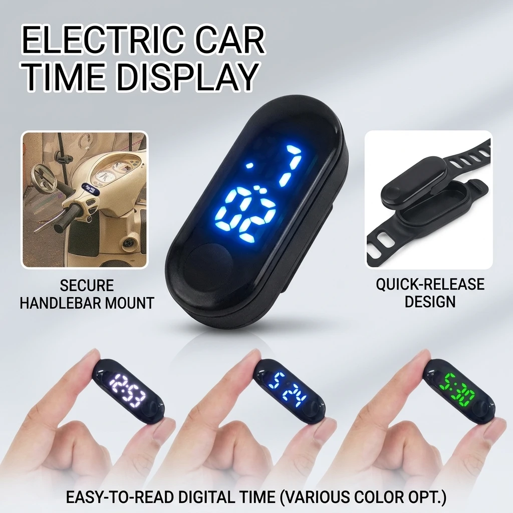 Motorcycle Electric Vehicle Onboard Time Display For Motorcycle Electric Scooter Waterproof Luminous Digital LED Portable Clock
