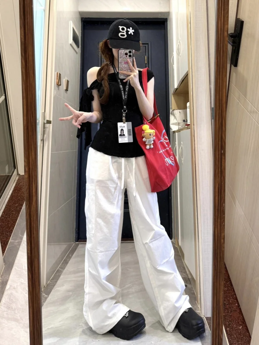 Ultra-Long 80cm High Waist Straight Leg Sportswear Trousers Women's Summer Loose Wide Leg Casual Qui Dry Workwear Pants