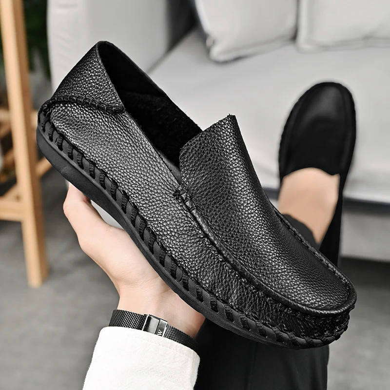 New Spring Comfortable Casual PU Leather Shoes Men Loafers Plus Size Shoes Men Flats Breathable Driving Shoes Men Moccasins